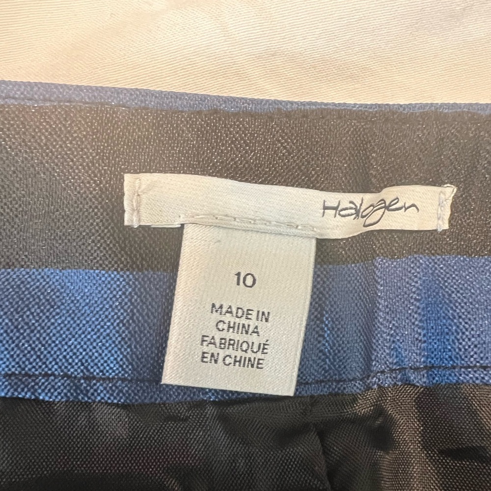 Halogen Black & Cobalt Blue Horizontal Stripe A-Line Midi Skirt Women’s Size 10 - Picture 4 of 5